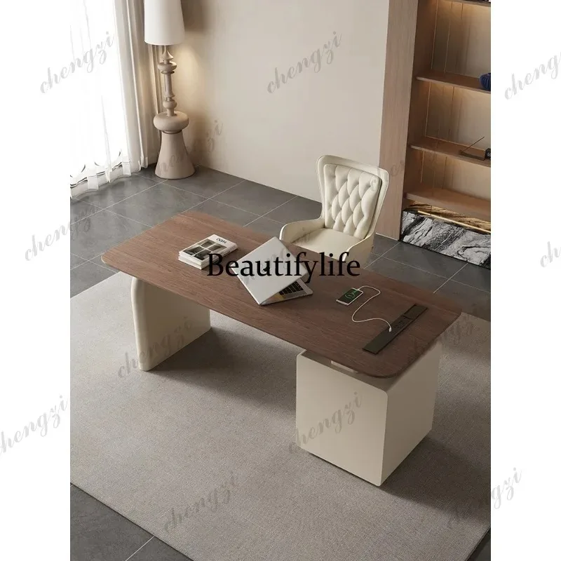 F4567 desk cream style retro home study writing desk all solid wood consultation table