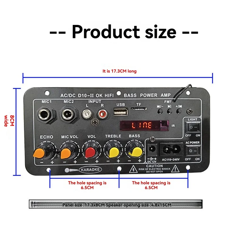 B04C-US Plug DC10-II 12V Home Karaoke Outdoor Car Audio Subwoofer Amplifier Board Bluetooth With Display Amplifier Board view 6