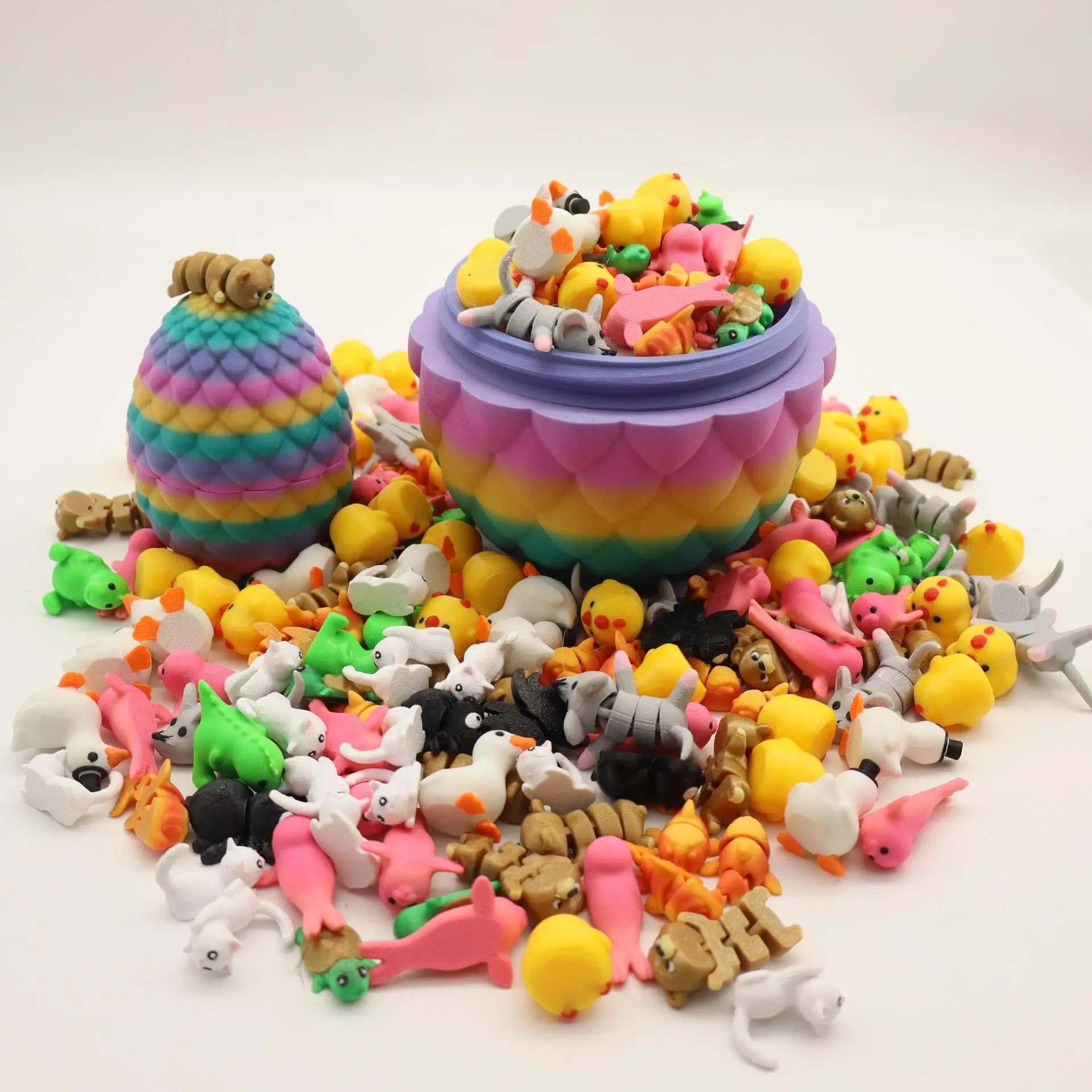 3D Printed Colorful Small Animal Dragon Eggs Figurine Ornament Cute Simulation Animal Model Home Decoration Party Birthdays Gift