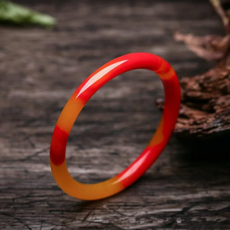 

Natural Colorful Jade Hand-carved Round Bar Bracelet Fashion Boutique Jewelry Men and Women Chicken Blood Red Bracelet