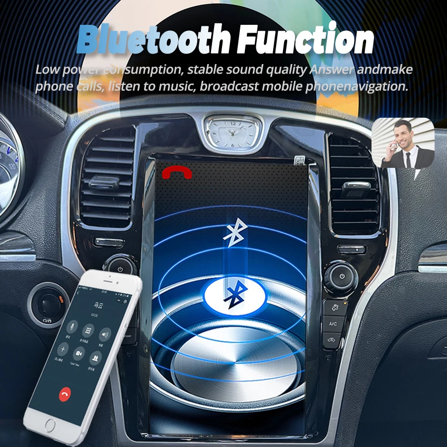 13.6 นิ้ว Android Qled หน้าจอวิทยุสําหรับ Chrysler 300c 2013 2019 GPS CarPlay รถมัลติมีเดียเครื่องเล่นวิดีโอสเตอริโอหน่วย 256GB