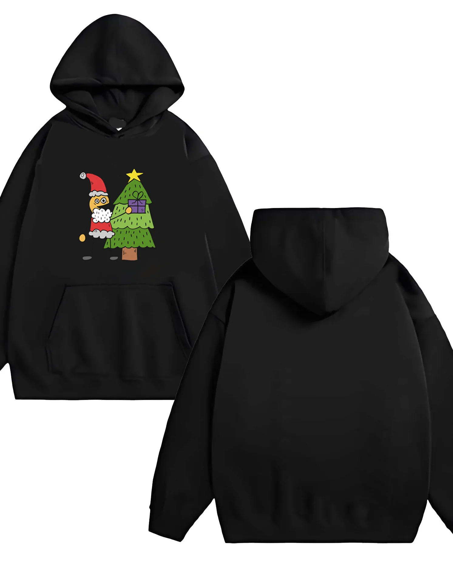 Sweat-shirt à capuche ample et robuste pour hommes et femmes, 330G, avec imprimés de style noël, nouvelle collection 2025