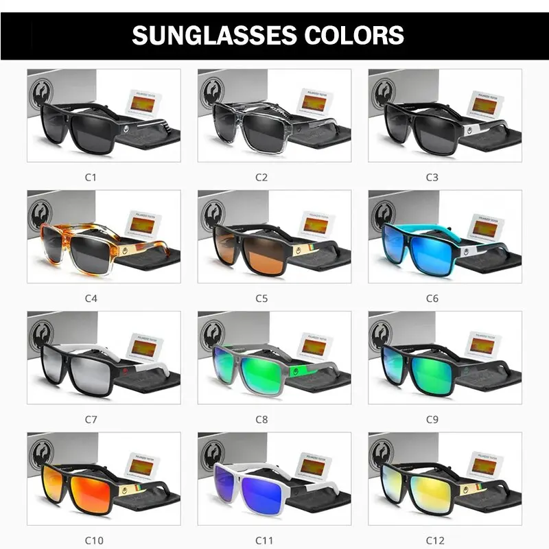 High-Quality Brand Design Square Polarized Sunglasses Men Dragon JAM Male Outdoor Sports Sun Glasses Fashion Women Shades UV400