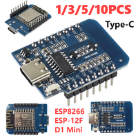 1-10PCS ESP8266 ESP-12F D1 Mini TYPE-C WIFI Development Board with Pin NodeMcu Lua WIFI IOT CH340 Development Board for Arduino