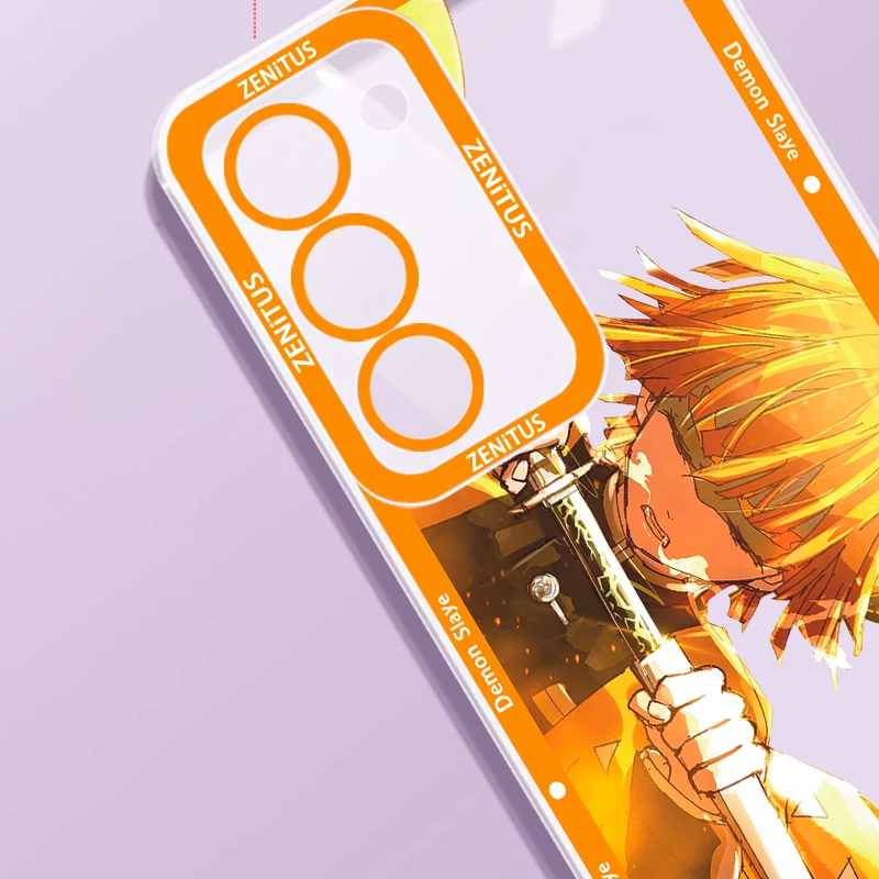 Anime Demon Slayer Tanjiro dla Samsung Galaxy S24 S23 S22 S21 S20 Plus FE Ultra A52 A53 A54 anielskie oczy przezroczyste etui na telefon