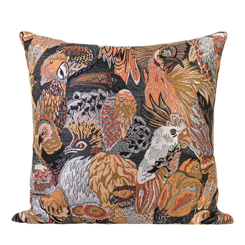 

Американский ретро оранжевый чехол для подушки попугай птица высокоточная жаккардовая наволочка для дивана гостиная домашний декор наволочка