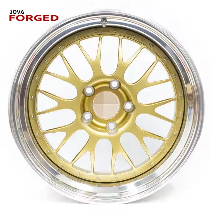 Japan Racing 2 Piece Wheels Deep Dish 5x100 5x120 Rim 18x9.5 Frozen Gloss Gold Wheel For Sports Car Golf Car E-Class Series