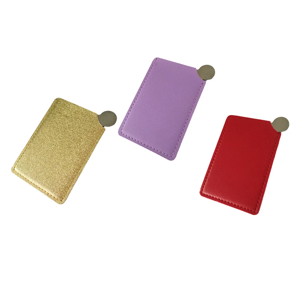 3 pçs espelho de maquiagem de bolso portátil espelho compacto de aço inoxidável vidro transparente de alta definição
