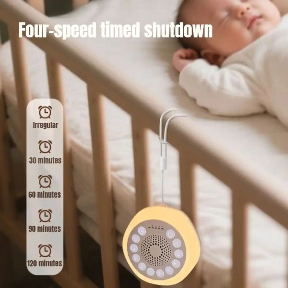 Portable White Noise Machine 27 Soothing Sounds Colorful Night Light Baby Sleep Soother Timer Rechargeable Sleep Sound Box