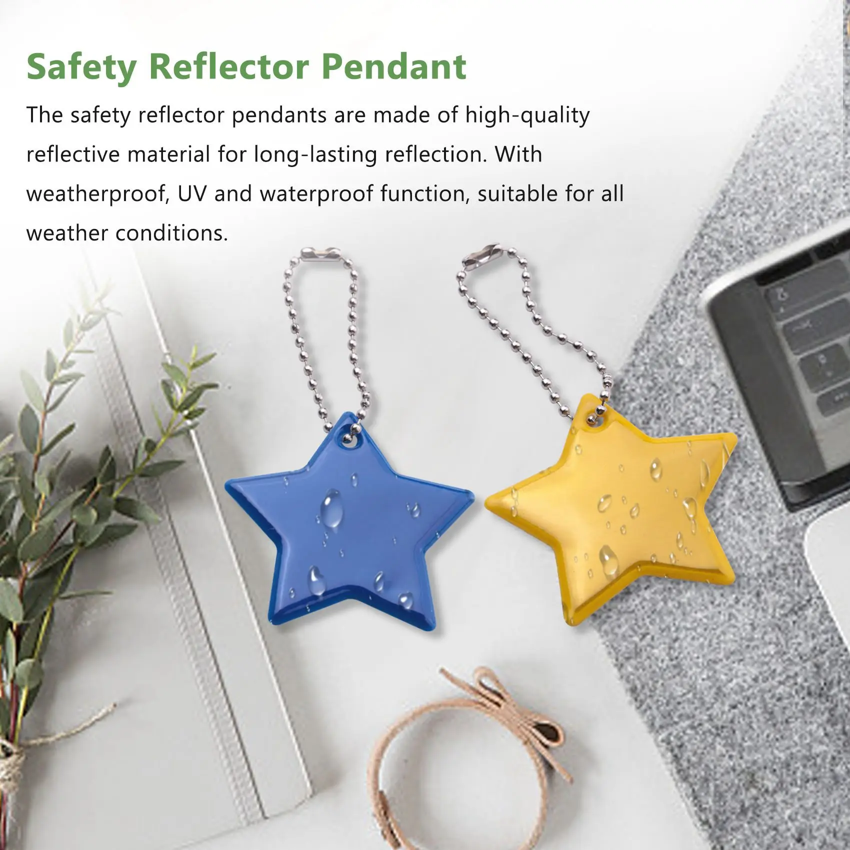 AA08-26 Pieces Children's Safety Reflector Pendant,Star Safety Reflector For School Bag,Backpack,Cycling,Walking,Running
