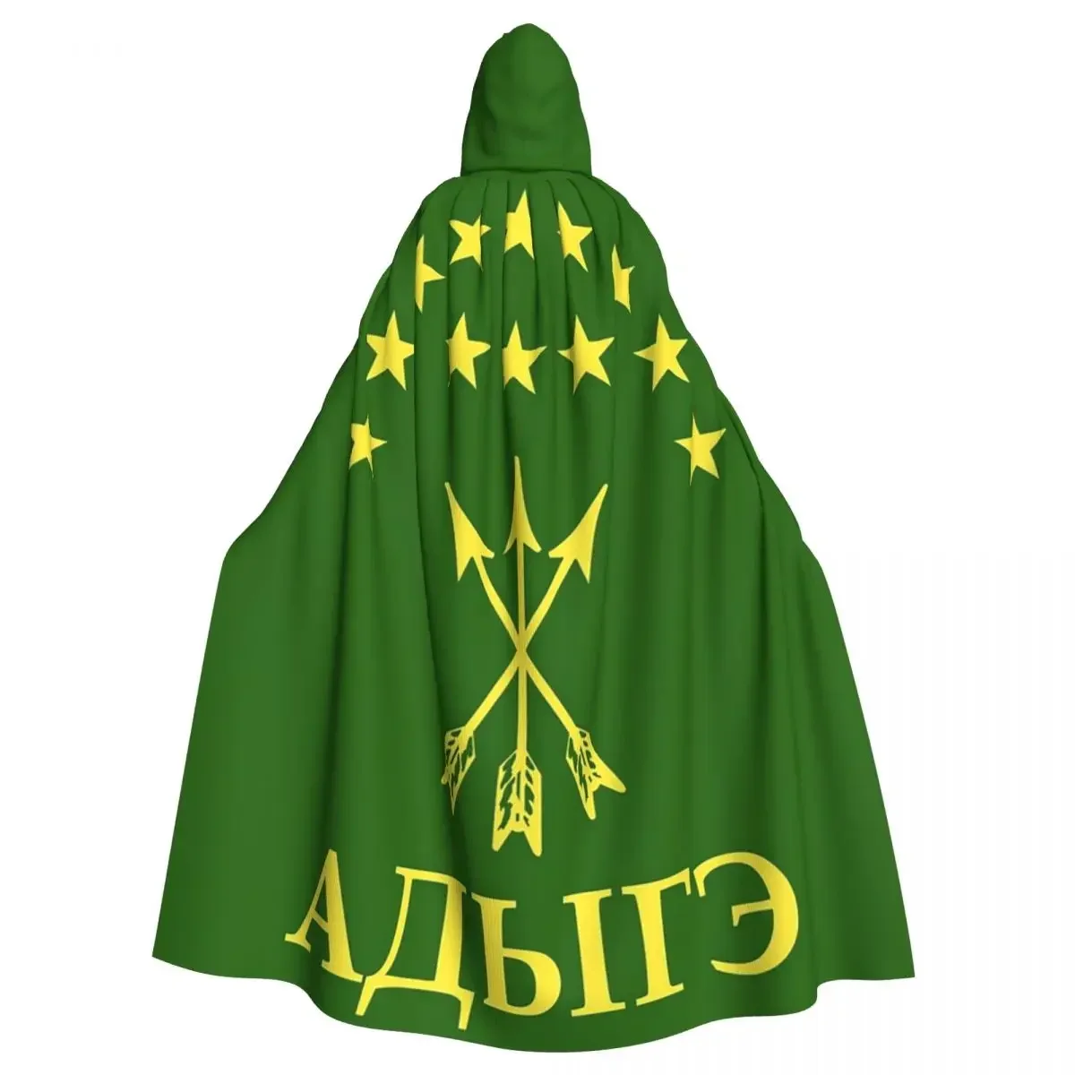 

Circassian Great Adygea Flag Long Hooded Cloak Witch Medieval Costume Cosplay Cape HalloweenVampire Adult Unisex Fashion Cape