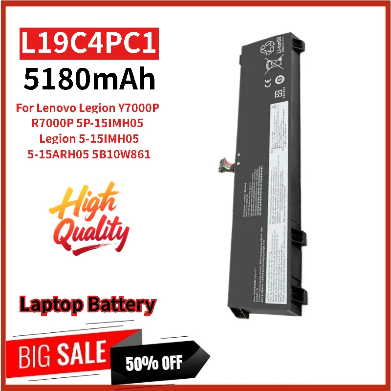 

100% New L19C4PC1 Laptop Battery 15.4V 5180mAh for Lenovo Legion 5-15ARH05 5B10W861 5P-15IMH05 5-15IMH05 High Quality