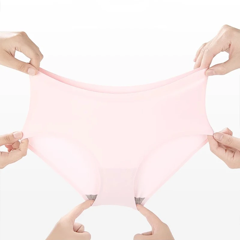 FallSweet 7PCS Seamless Ice Silk Panties for Women Plus Size Mid-Waist Briefs Soft Comfortable Breathable Underwear Lingerie image 2