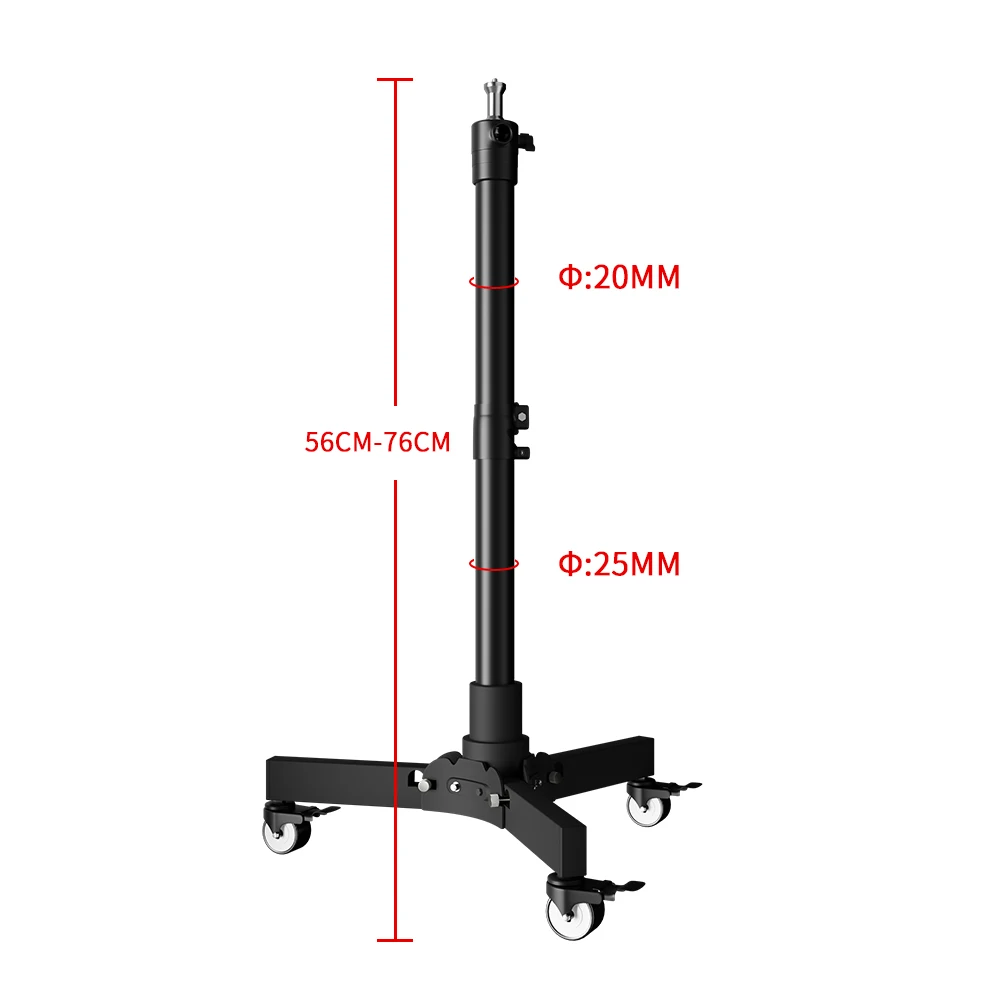 Metal Tripod Light Stand Floor-Mounted Pulley Movement Foldable Photography Fill Spot Light Softbox Photo Studio Wheels Base
