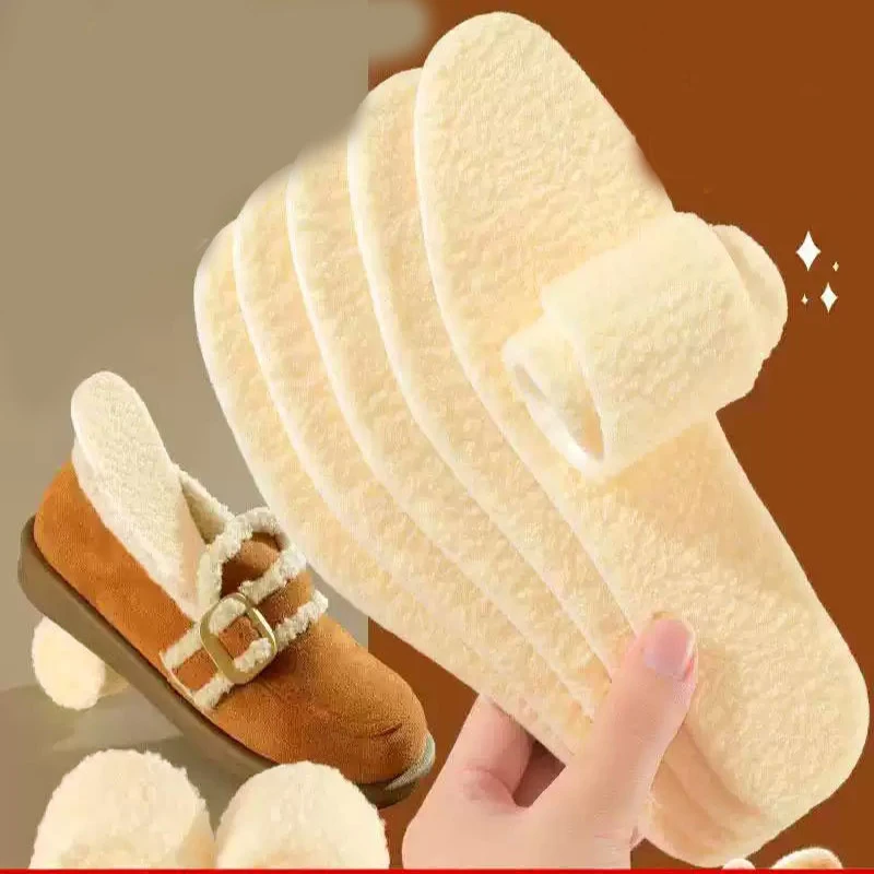 Palmilhas quentes ajustáveis com lã e pele de cordeiro espessada palmilhas confortáveis de caxemira e algodão botas de neve
