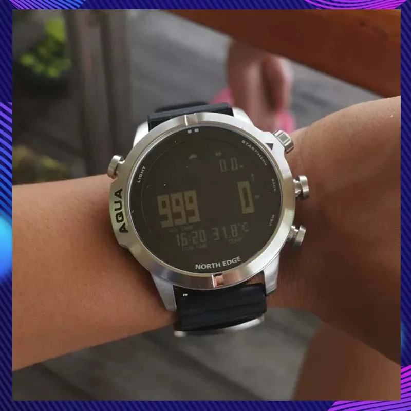 North Edge Aqua Digital Wristwatch Outdoor Sports Diving Watch Waterproof 100m With Compass Altimeter Barometer Diving Function