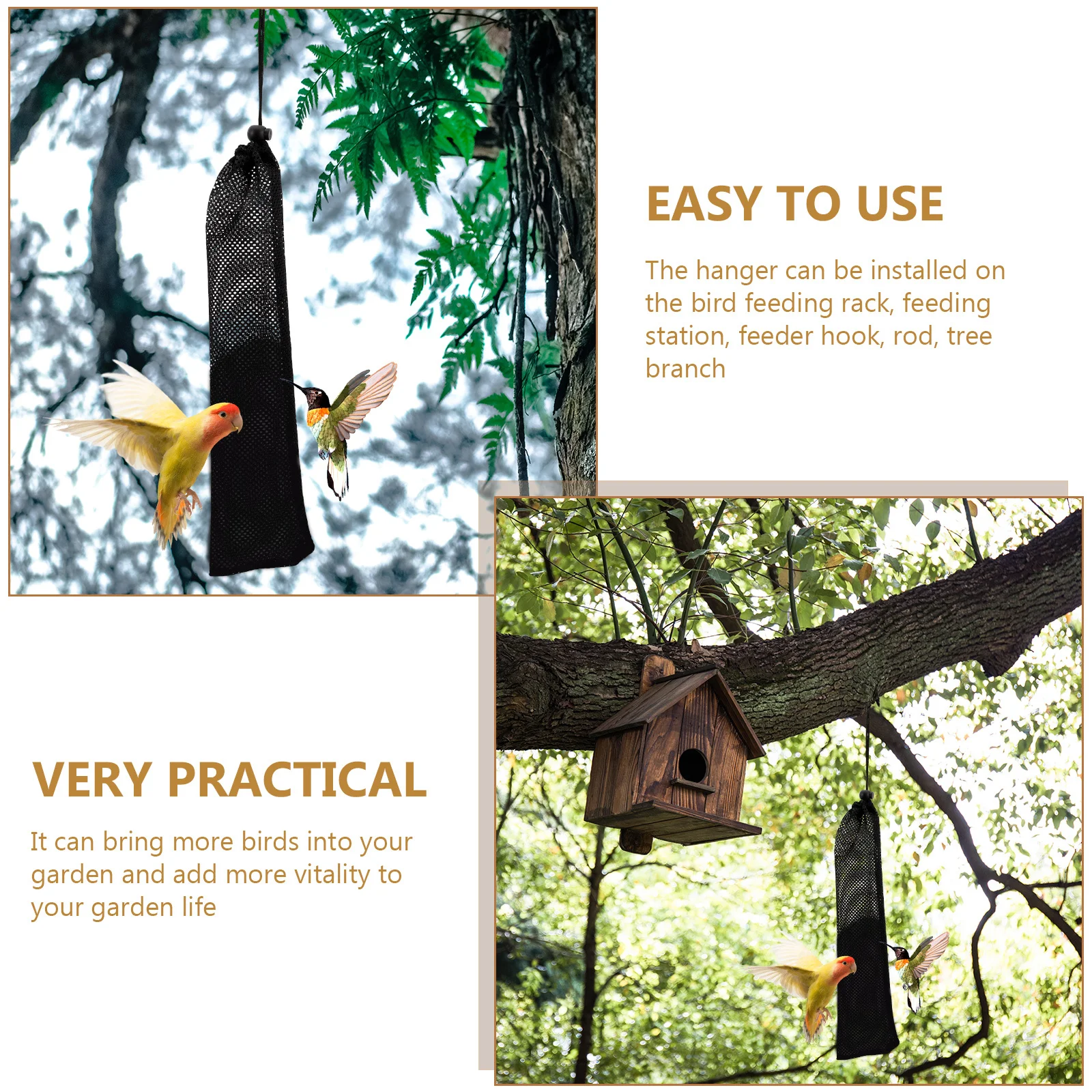 

5Pcs Bird Feeding Bags Hanging Mesh Nylon Tear-Resistant Portable Bird Food Holder Outdoor Feeder Pouches Birds Feeding Pouch