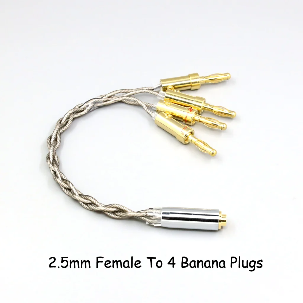 99 % reines Silber + Graphen versilbertes Schild-Kopfhörerkabel für XLR 6,35 mm 4,4 mm 3,5 mm männlich weiblich auf 4 Bananenstecker-Adapter – Detail 5
