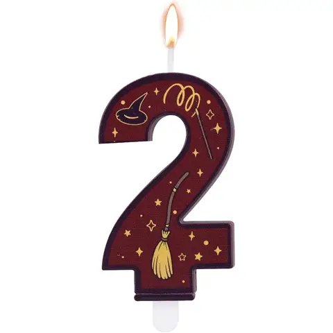 1 Set Number 0-9 Magical Themed Brown Candles, Cake Topper for Birthday Party Decorations & Supplies