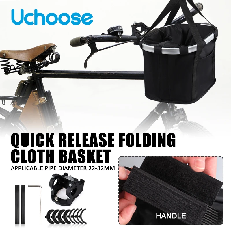 

Bike Front Basket Bicycle Pet Carrying Bag Foldable and Detachable Mountainous Bicycle Basket Portable Bicycle Basket 5KG Load