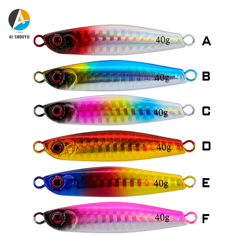 AI-SHOUYU 1pcs Slow Jigging Cast Jigs Lure 40g 60g 80g  Metal Jig Fishing Lure Matel Jig Fishing Lure Artificial Bait Tackle