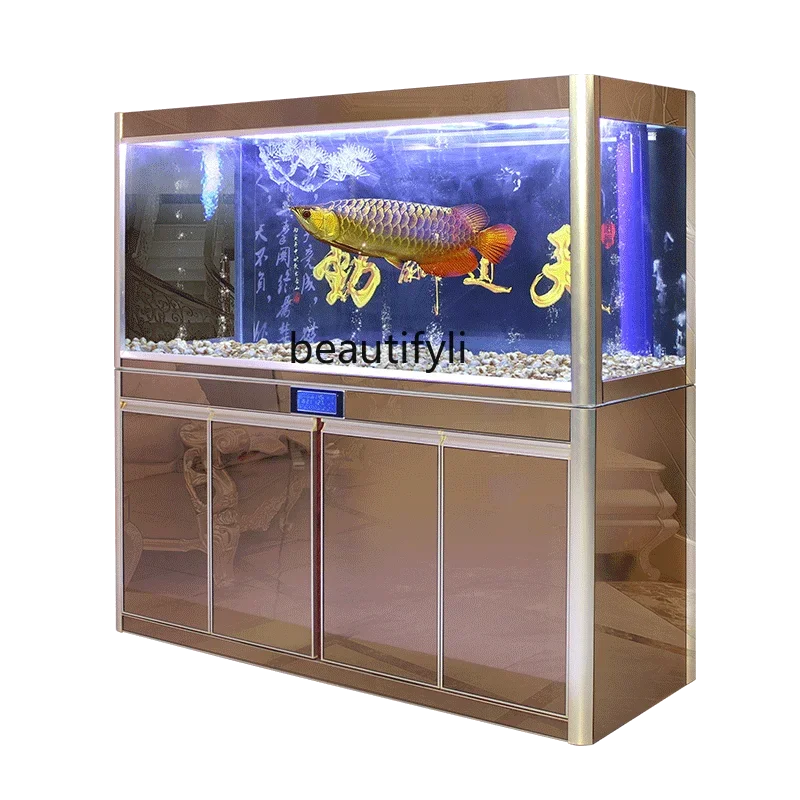 

Dragon Fish Tank Aquarium Large Living Room Screen Lazy Landscape Creative Mahogany Texture Bottom Filter