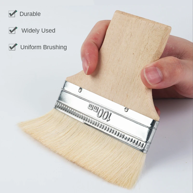 

5PCS Thickened Square Handle Wool Brush Pure Wool Paint Brush Short Handle Pine Wood Handle Latex Paint Wooden Handle Brush