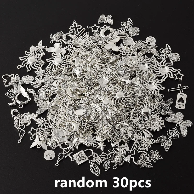 10/20/30/50/100 Stück/Lot Vintage Metallanhänger Sonne Mond Stern Meerestier Muschel Blume Anhänger/Charms für Schmuckherstellung Zubehör Großhandel