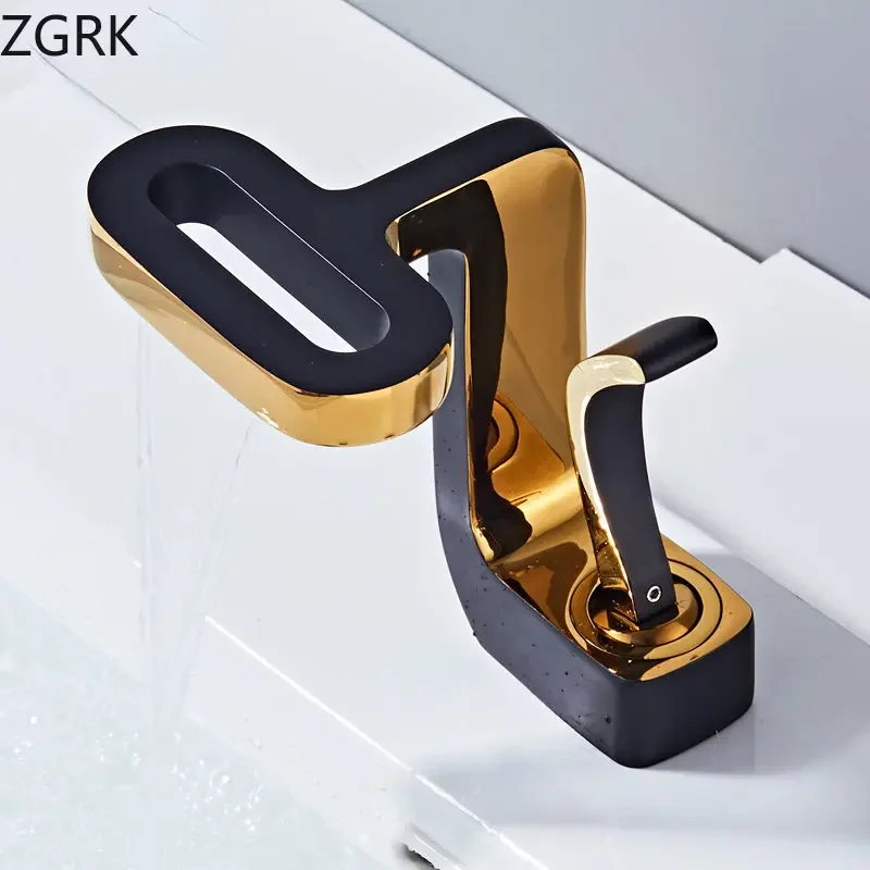 

Creativity Bathroom Mixer Tap Waterfall Style Basin Faucet Hot and Cold Water Tap Bath Solid Brass Deck Mounted Torneiras