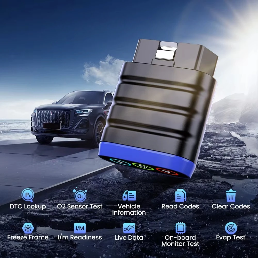 BT200 Lite OBD2-Scanner, vollständige Systemdiagnosetools für iOS und Android, Check Engine, automatischer Codeleser für 30 Automasken