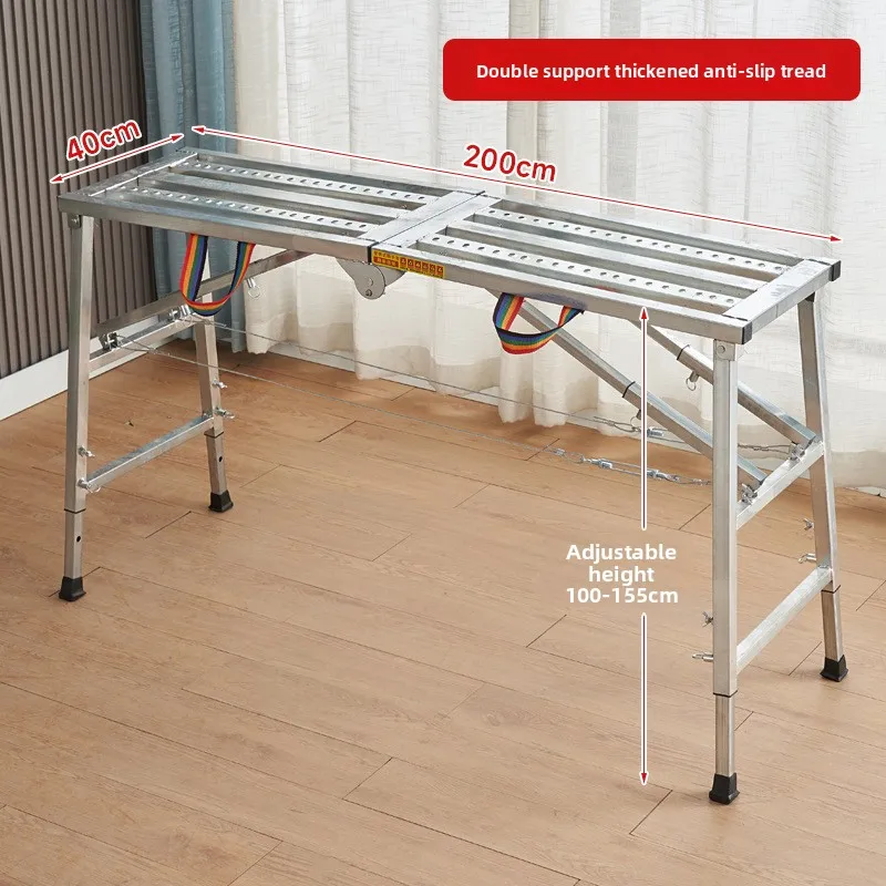 Verdikte stalen paardenkrukladder, mobiel werkplatform, opvouwbaar steiger met dubbele steun, technische ladder voor binnendecoratie