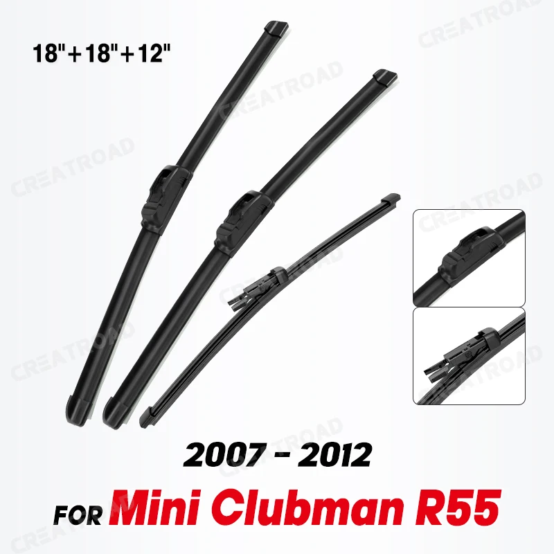 Wiper Front & Rear Wiper Blades Set Kit For Mini Clubman R55 2007 - 2012 Windshield Windscreen Window Brush 19