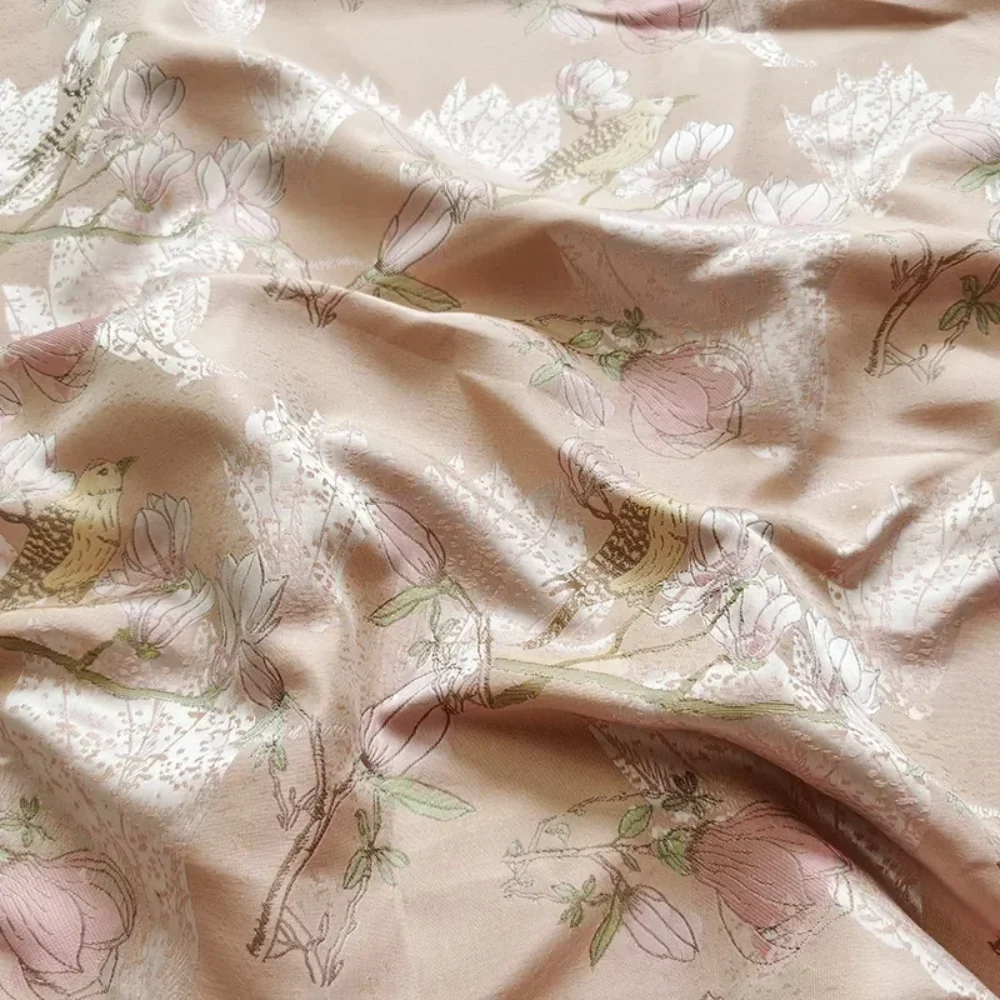 

Жаккардовая парчовая ткань в китайском стиле с цветочным узором в виде птицы, весенне-осенний жилет Cheongsam, платье, окрашенная в пряже ткань на метр