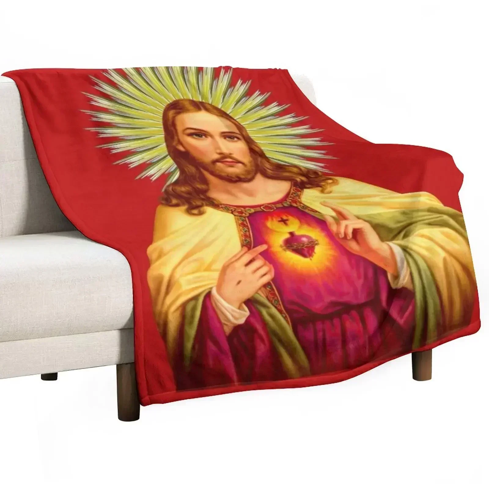 Sacred Heart of Jesus Catholic Detente Sagrado Corazon de Jesus Throw Blanket Sofa Throw Winter beds Blankets