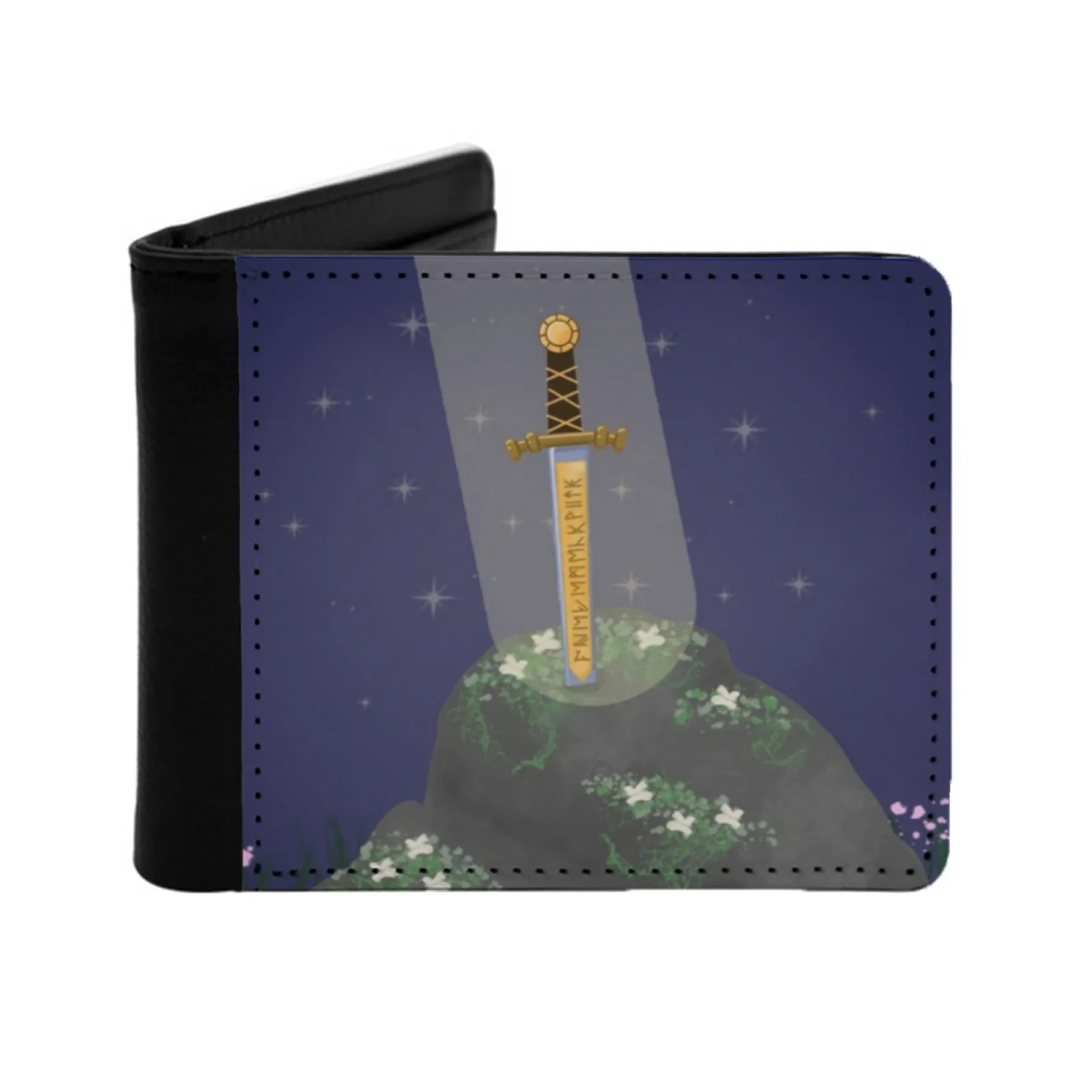 Excalibur Short Men's Wallets Credit Card Holder Retro Wallet Male Pu Leather Wallet Excalibur Merlin Merlin Sword In The Stone