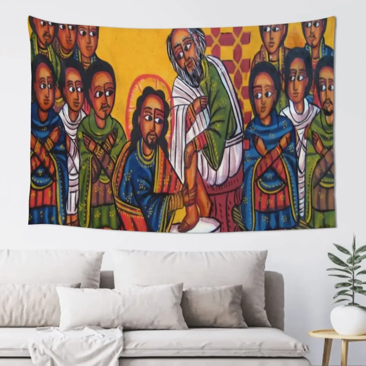 Ethiopian Orthodox Christian Icon Christ Washing Feet Tapestry Decorative Wall Murals Decor For Bedroom Tapestry