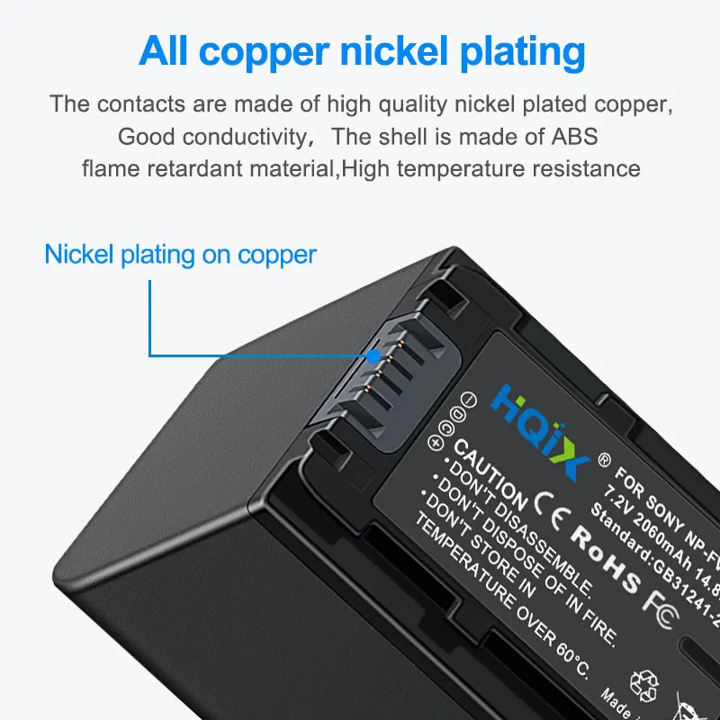 HQIX for Sony DCR-SX20E SX21E SX43E SX63E SX83E SX85E DSR-SR68 NEX-VG10E VG30EM VG900E VG20E Camera NP-FV70 Charger Battery