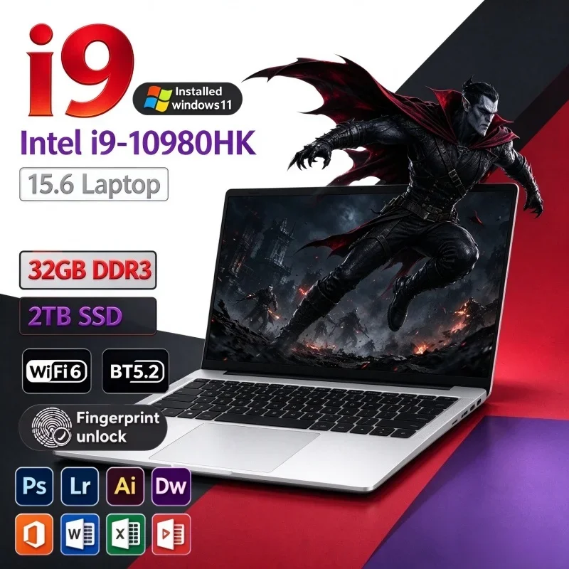 2026 Hot New 15.6" FHD 120Hz IPS Laptop Intel I9-10980HK 16/32GB RAM 2TB SSD Win11 Light Travel Office Notebook