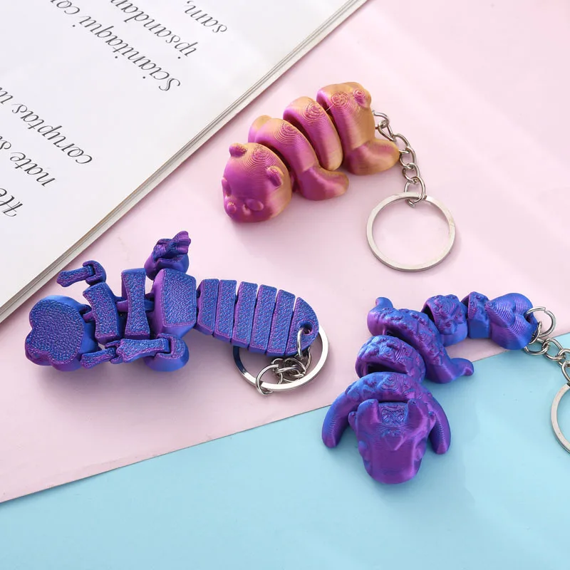 Multi Jointed Keyring 3D Fox Unique Keychain Colorful Articulating Toy Action Figure Desk Decoration Ornament Gifts