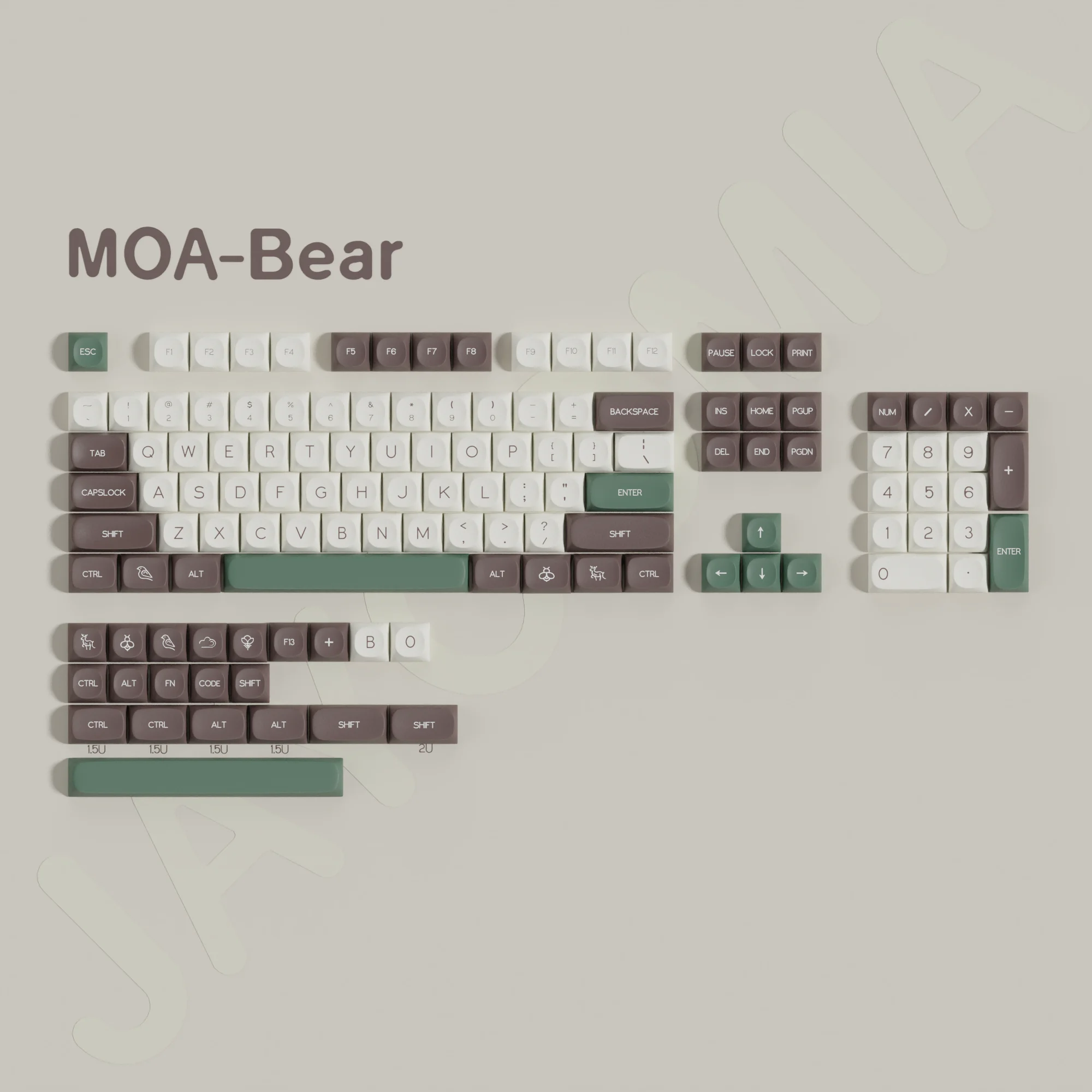 

Колпачки для клавиш MOA Bear, материал PBT, краситель-Sub Process 7u, большой набор колпачков для механической клавиатуры, под заказ, переключатель MX Wooting Hi75