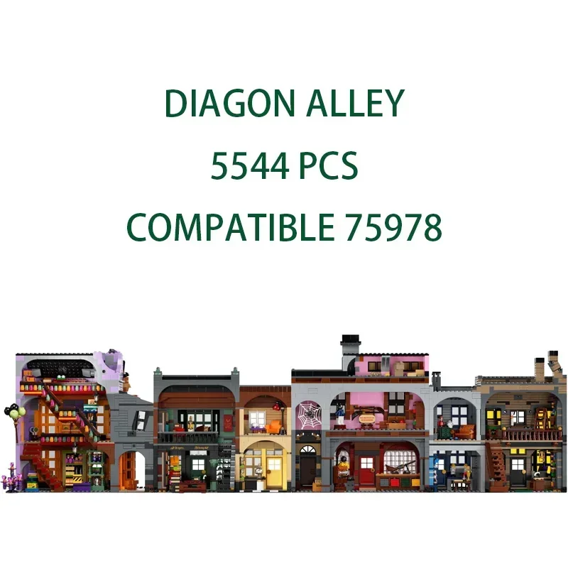 With 14 MINI Figures 5544 PCS Magic Movie Diagon Alley Building Blocks Bricks Model Christmas Birthday Toy Gift Compatible 75978