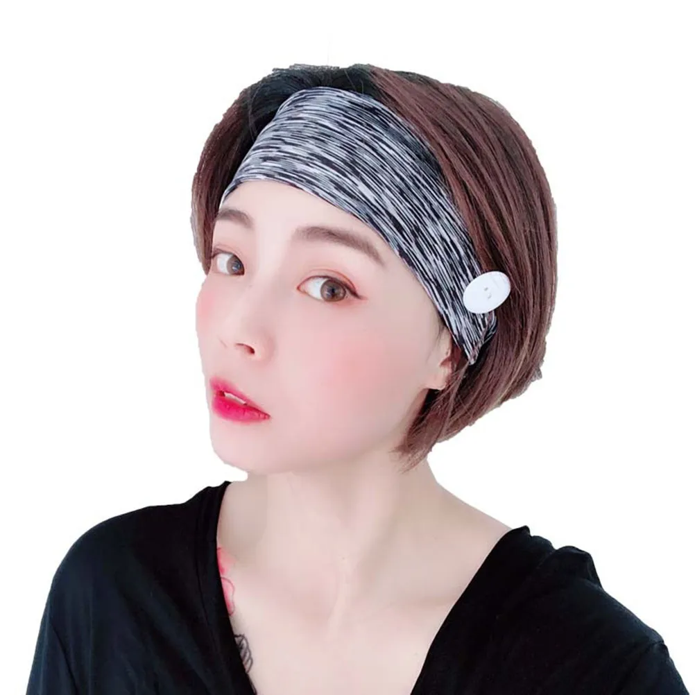 2Pcs Anti-Pinch Hair Bands Elastic Breathable Headbands Button Design for Nurses Mask Support Fitness Yoga Running Sports