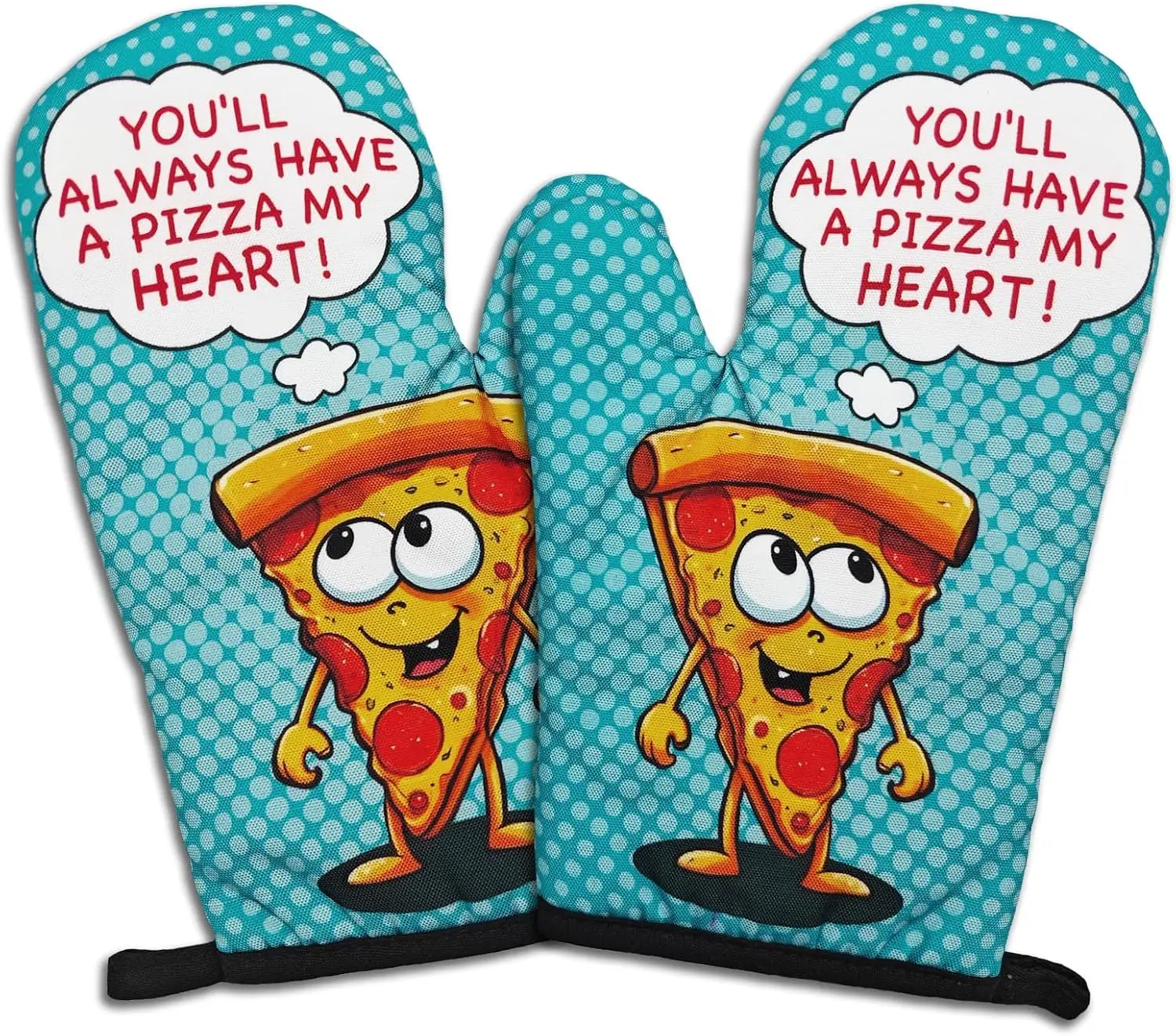 

2 Pcs Funny Oven Mitts You'll Always Have A Pizza My Heart Non-Slip Mittens Cute Pizza Heat Resistant Oven Mitts