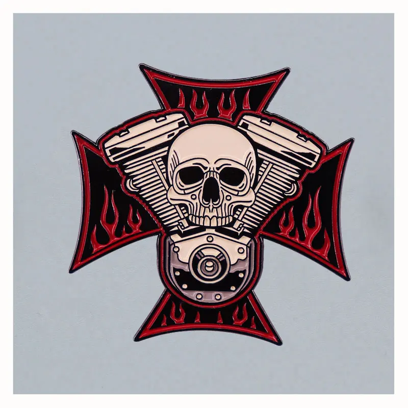 Interesting Cartoon Metal Brooch Creativity Engine Cylinder Block Bone Badge Denim Jacket Backpack Pin Decoration Accessories
