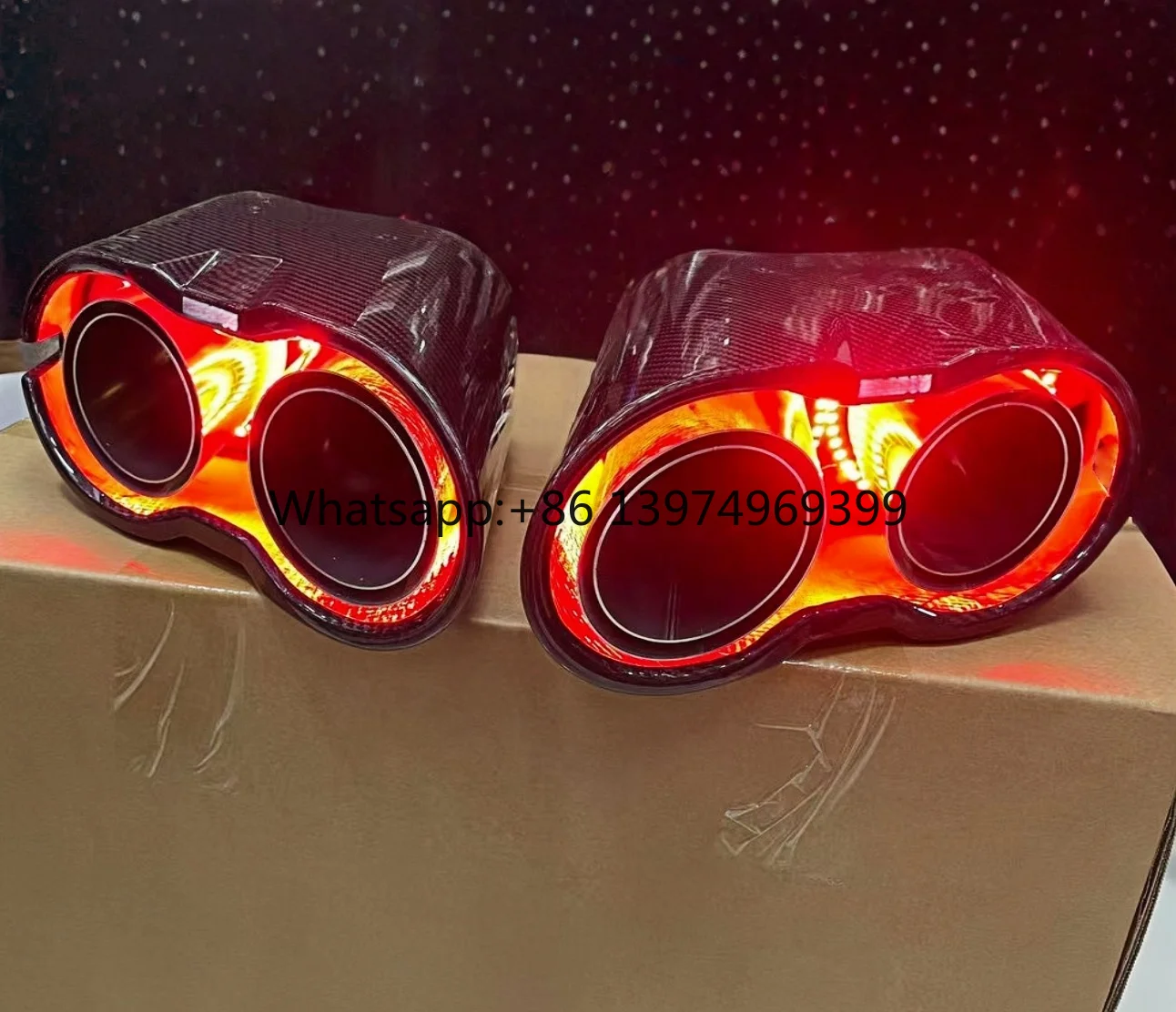 For DEX LED Luxury 1.5mm Thick Rocket Car Exhaust Tips G-Class W463 W464 G63 G65 G500 G900 Carbon Fiber Pipes Muffler