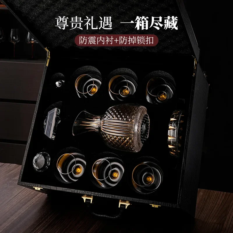 2pcs  Rotatable gold rod red wine glass gift box crystal glass wine glass