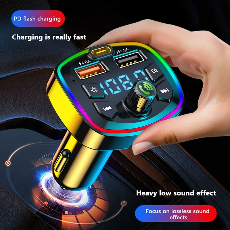New Car Bluetooth FM Transmitter Wireless Handsfree Audio Receiver Car MP3 Player Fast Charger Car Accessories