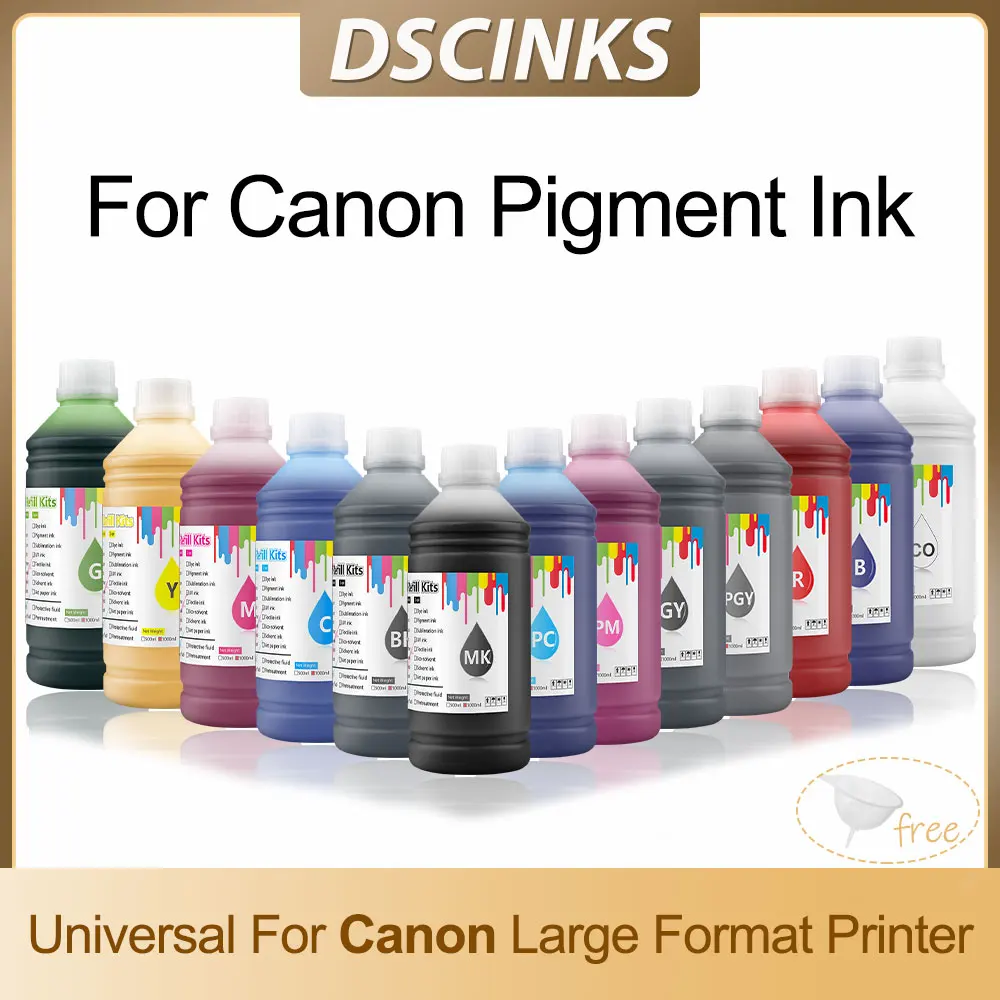 1000ml MK Pigment Ink BK C M Y For Canon IPF-120 320 57 1700 101 103 106 107 301 303 307 701 704 707 Printer Photographic Paper