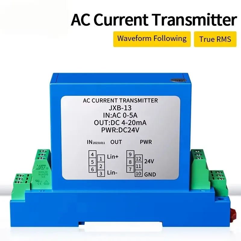 35mm Din Rail AC DC 1A/5A/10A/15A Current Transmitter Sensor 4-20mA RS485 Current Signal Isolation Converter