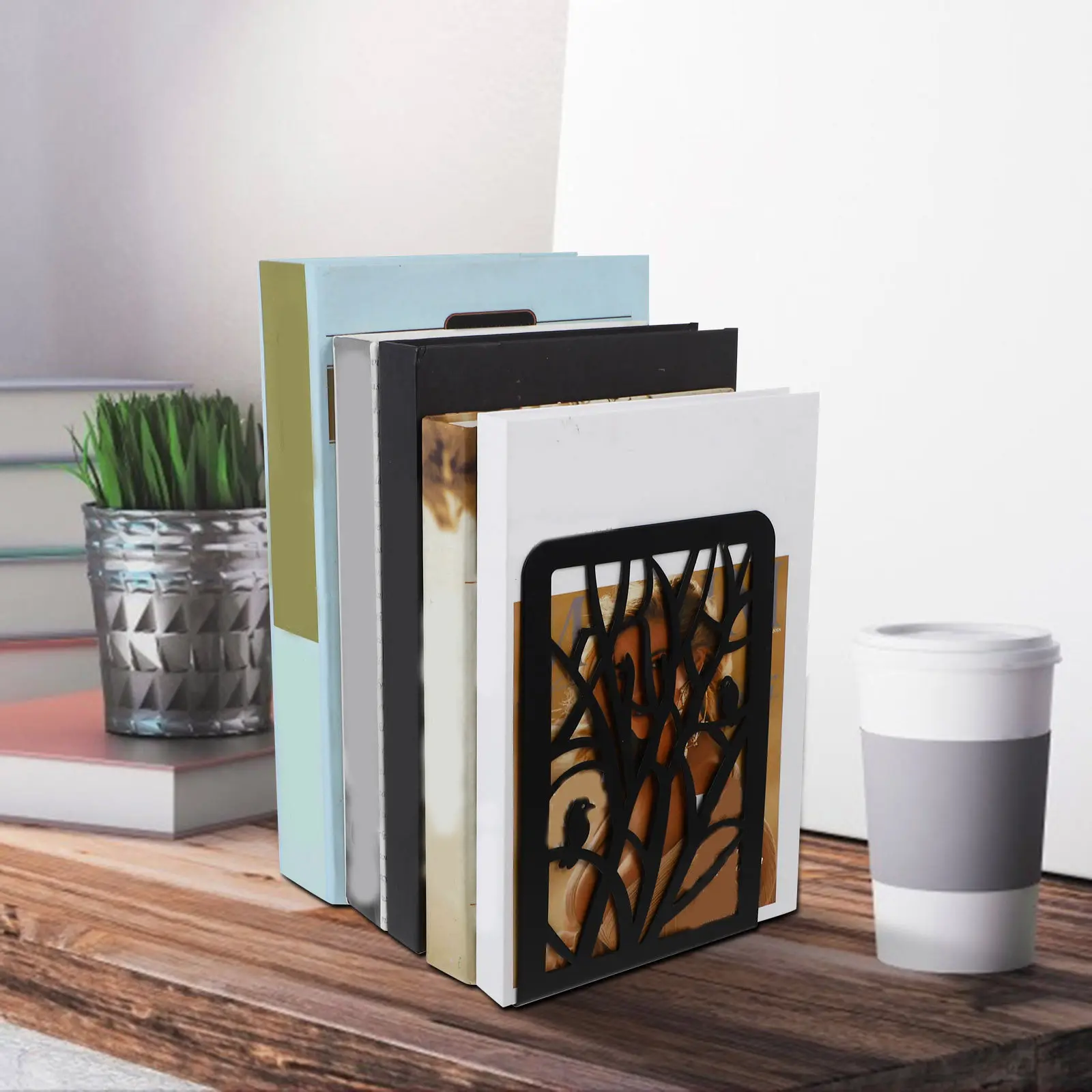 2Pcs Sturdy Metal Bookend Tidy Desk Organizer Book Holder for Office Study Room Library Bedroom Bookend Support Rack